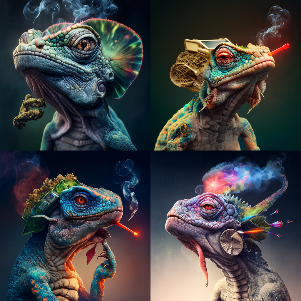 Smoking lizard - set of 4